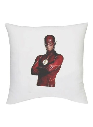 The Flash Printed Decorative Cushion White/Red/Beige 16x16inch