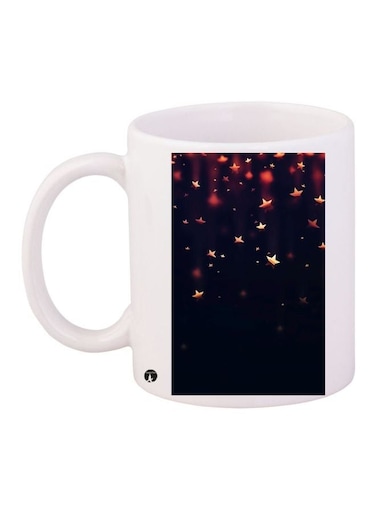 Star Printed Coffee Mug White/Black/Gold 11ounce