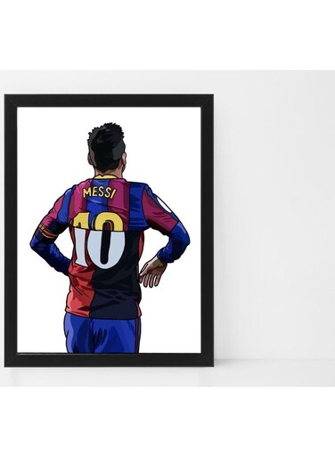 Lionel Messi Pays Tribute To Maradona Themed Poster With Frame Multicolour 30x40cm