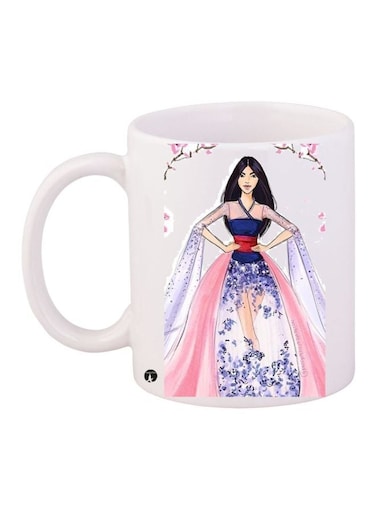 Printed Coffee Mug White/Blue/Pink 11ounce