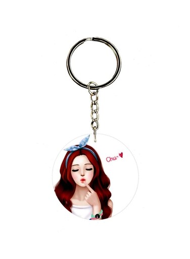 Girl Printed Dual Sided Keychain