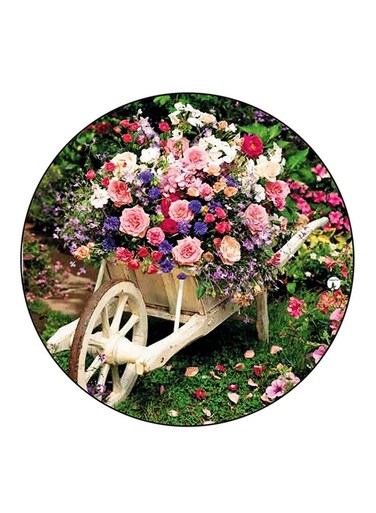 Flowers Printed Fridge Magnet Round Multicolour