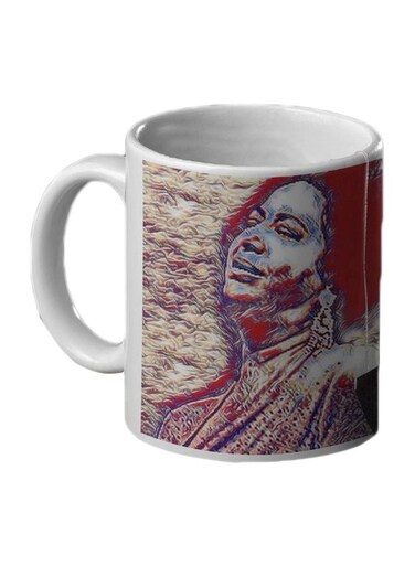 Umm Kulthum Printed Mug White/Red/Blue 350ml