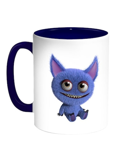Colorful Monster Printed Coffee Mug White Blue