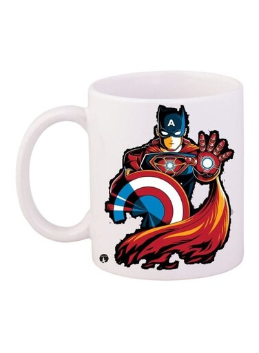 Superheroes Printed Coffee Mug White/Red/Blue 11ounce