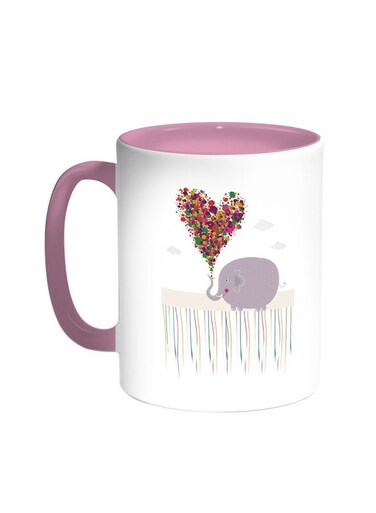 Romantic Printed Coffee Mug Pink/White 11ounce