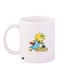 Cartoon Printed Ceramic Coffee Mug White/Yellow/Blue