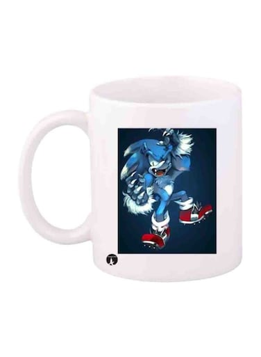Game Sonic Printed Mug White Blue Red Standard Size