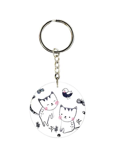 Cat Printed Dual Sided Keychain