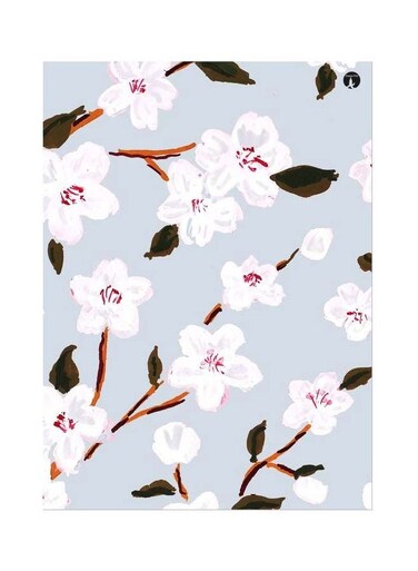 Floral Themed Metallic Plate Grey/White/Black 20x15cm