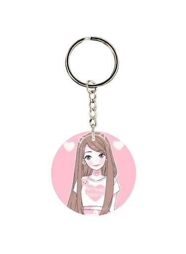 Cartoon Girl Printed Keychain