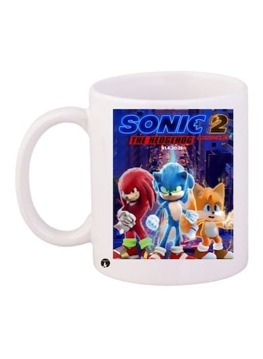 The Hedgehog Printed Coffee Mug White/Red/Blue 11ounce