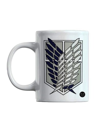 Attack On Titan Reeman Printed White Mug White/Black/Grey 23cm