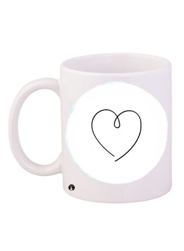 Heart Printed Coffee Mug White/Black 11ounce