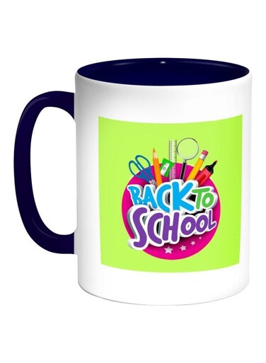 Back To School Printed Coffee Mug Blue/White/Green 325ml