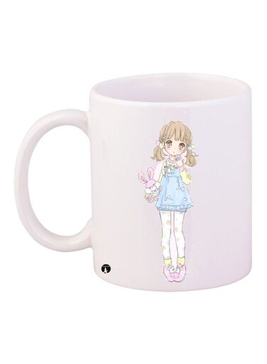 Anime Printed Coffee Mug White/Blue/Beige 11ounce