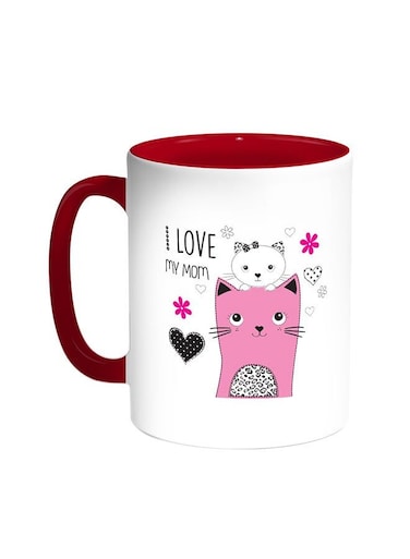 I Love My Mom Printed Coffee Mug Red White