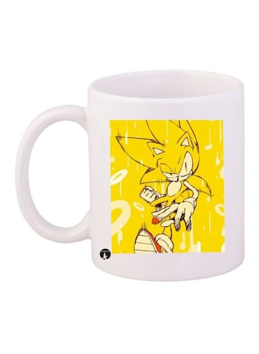 Sonic Printed Coffee Mug White/Yellow Standard Size