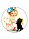 Girl Printed Fridge Magnet Multicolour