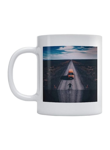 End Of The Road Printed Mug White/Blue/Black