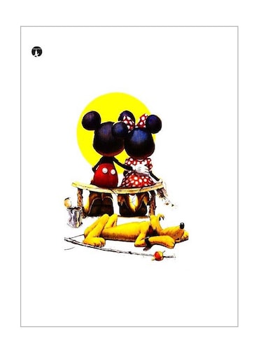 Cartoon Themed Metallic Plate White/Yellow/Black 20x15cm