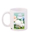 Bunny Rabbit Printed Coffee Mug White/Beige/Blue 11ounce