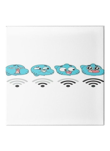 Gambol Themed Canvas Painting With Frame White/Blue/Black 50x50cm