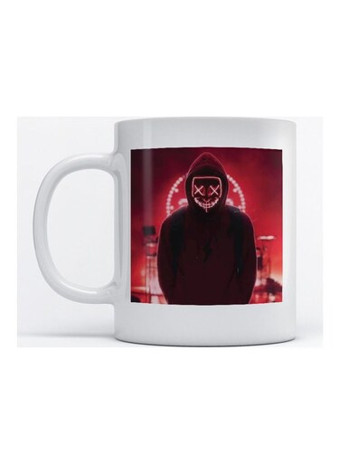 Mug Neon Mask for Coffee and Tea White
