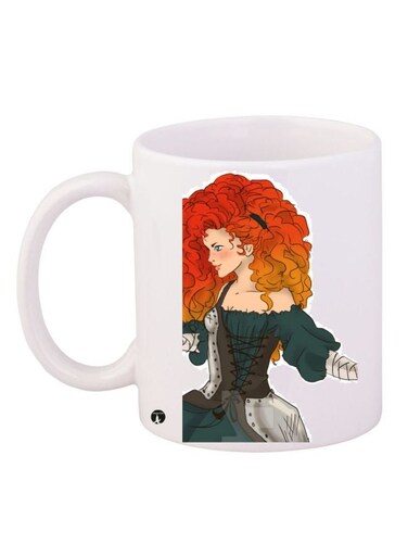 Girl Printed Coffee Mug White/Red/Blue