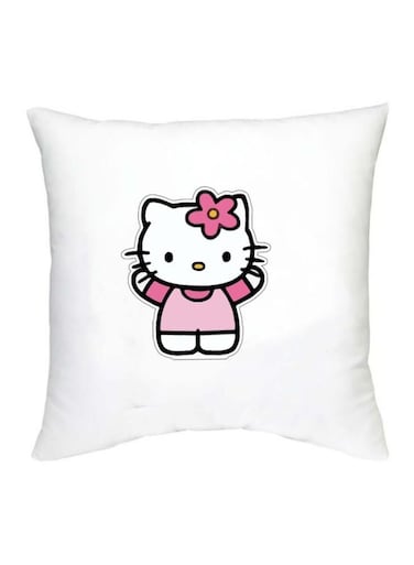 Hello Kitty Printed Decorative Cushion White/Pink/Black 16x16inch