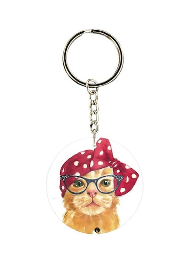 Cartoon Cat Themed Single Sided Keychain