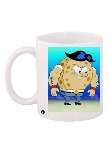 SpongeBob SquarePants Printed Coffee Mug White/Beige/Blue 11ounce