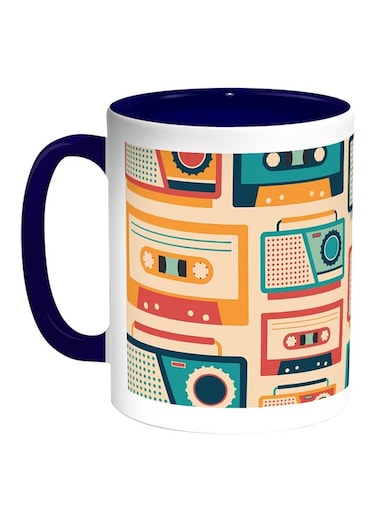 Classic Music Printed Coffee Mug White/Blue 11ounce