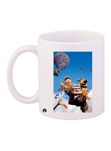 Cartoon Printed Coffee Mug White/Blue/Brown 11ounce
