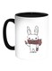 Cartoon Drawings - Rabbits Printed Coffee Mug White/Black 11ounce