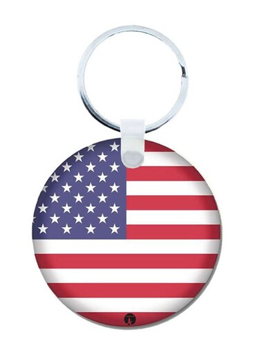 2-In-1 American Flag Printed Keychain White/Red/Blue