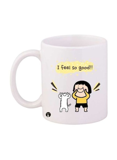 Girl Printed Mug White/Yellow/Black Standard Size