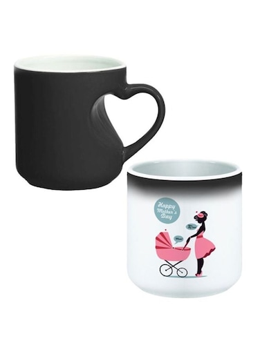 Happy Mother's Day Printed Ceramic Magic Coffee Mug White/Pink/Black 12ounce