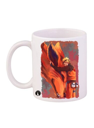 Durable Heat-Resistant Thick Wall Designed Ergonomic Handled Naruto Printed Mug White/Orange/Brown