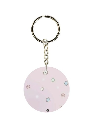 Flower Printed Double Sided Keychain