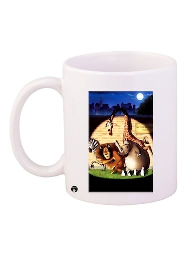 Madagascar Printed Coffee Mug White/Brown/Blue 11ounce