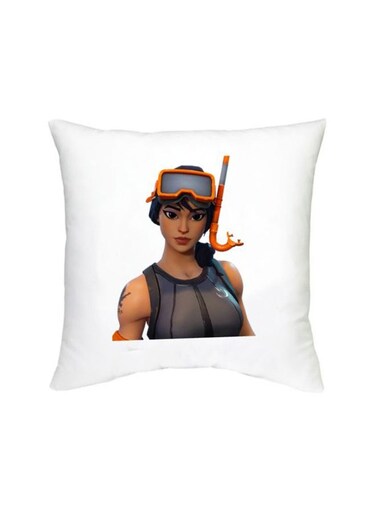 Fortnite Character Printed Decorative Cushion White/Orange/Grey 16x16inch