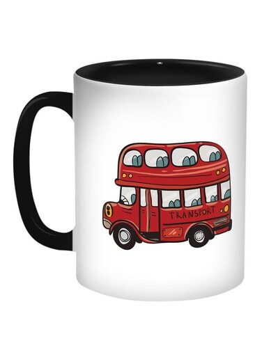 Bus With Two Roles Printed Coffee Mug White/Red/Black 11ounce