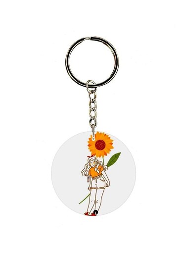 Girl Printed Double Sided Keychain