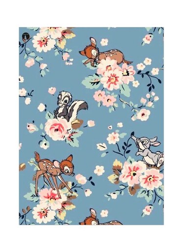 Floral Themed Metallic Plate Blue/Pink/Brown 20x15cm
