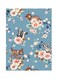 Floral Themed Metallic Plate Blue/Pink/Brown 20x15cm