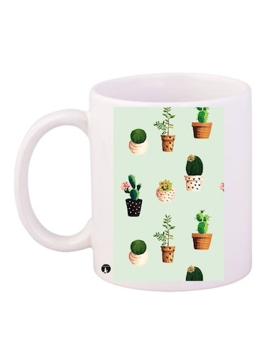 Plants Printed Coffee Mug White/Green/Brown 11ounce
