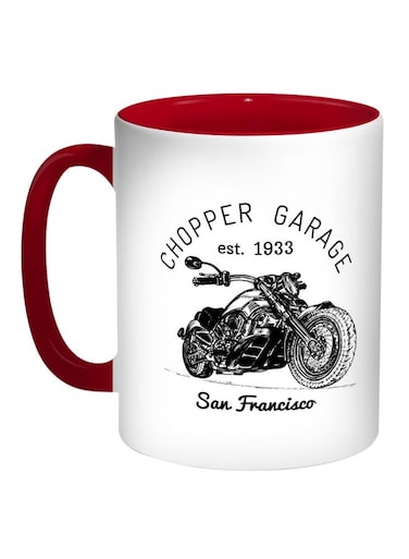 Motorcycle Printed Coffee Mug Red/White/Black
