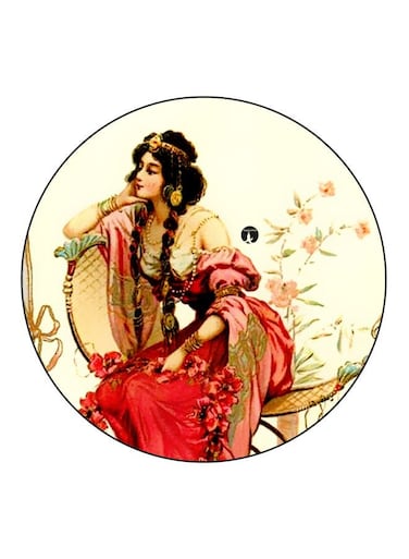 Printed Fridge Magnet Beige/Red/Black 5.5cm