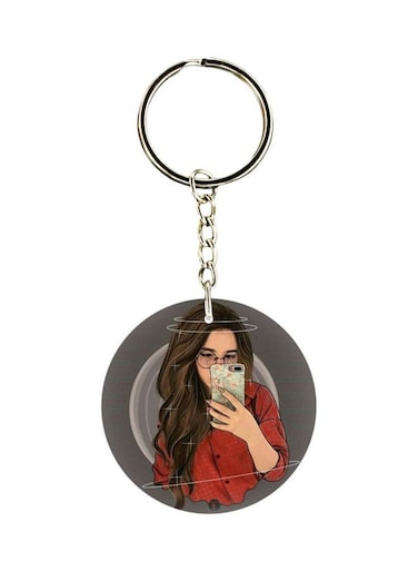 Girl Printed Double Sided Keychain